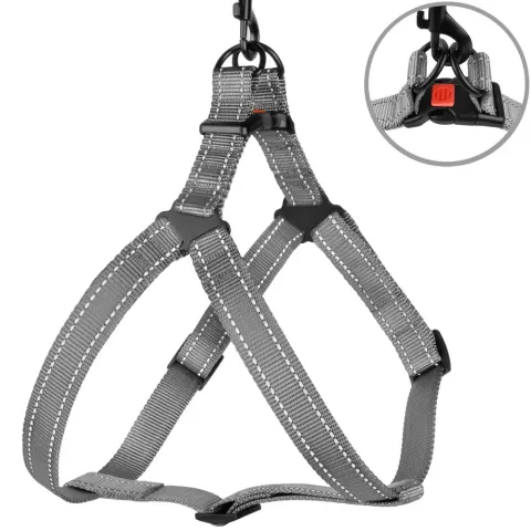 Шлея для Собак BronzeDog Active Нейлонова зі Світловідбиттям Сіра  S(70/1311/Т) купити за ціною ₴287.00