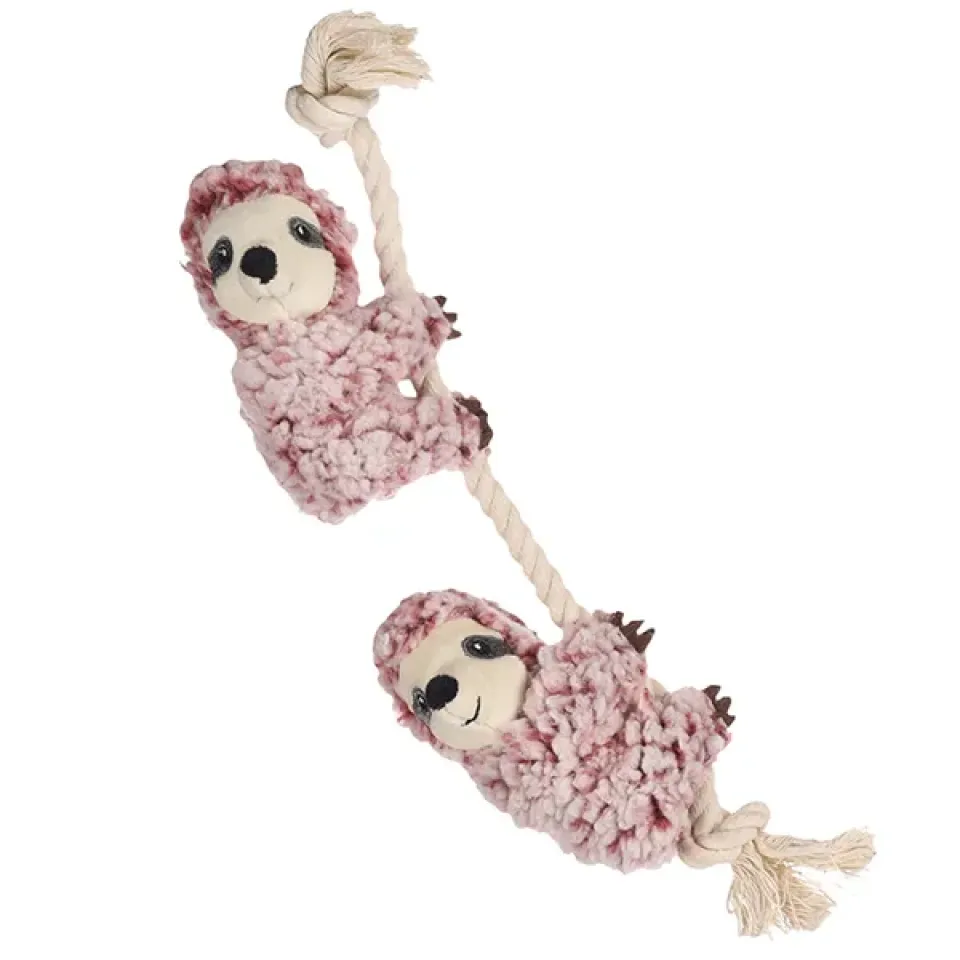 Фото 522058хшт Flamingo HANGTA SLOTH S лінивець з канатом іграшка для собак, плюш, рожевий, 40см купити за ціною ₴784.00