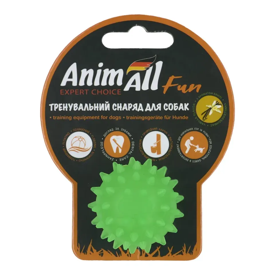 Фото Іграшка для собак AnimAll Fun м'яч каштан 5 см з запахом ванілі, Зелений купити за ціною ₴43.00