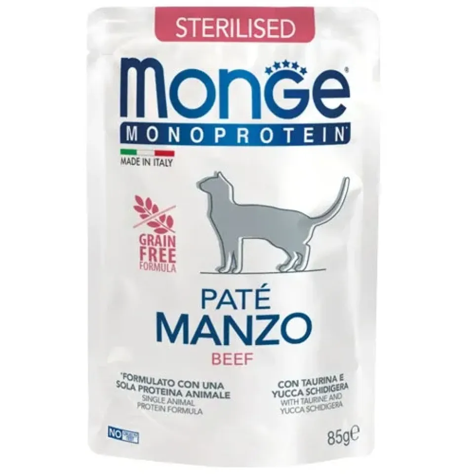 Фото Корм вологий для котів Монж Monge Cat MONOPROTEIN Sterilised 100% яловичина купити за ціною ₴53.00