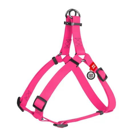 Шлея для собак водостійка WAUDOG Waterproof, з QR-паспортом, 
металева пряжка-фастекс, XS, Ш 15 мм, Д 30-39 см рожевий купити за ціною ₴706.00