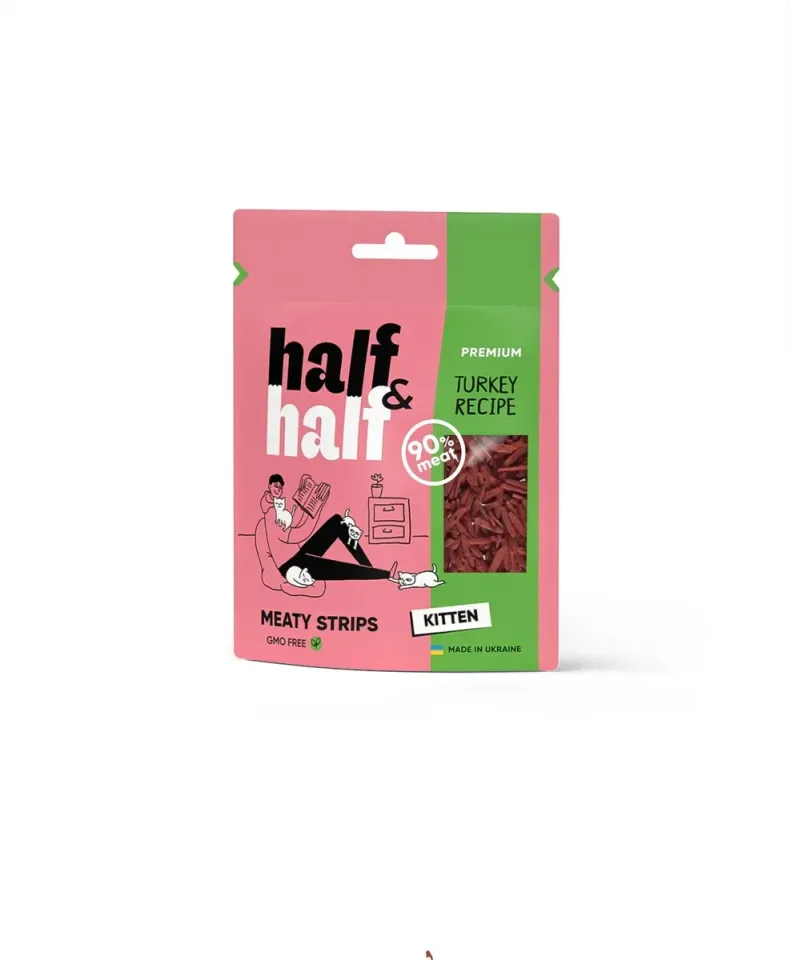 Фото Ласощі Half&Half для кошенят з індичкою 50 г купити за ціною ₴85.00