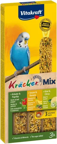 Ласощі Vitakraft для декоративних папуг, крекер з паприкою, ківі та бананом, 3шт/упак купити за ціною ₴205.00