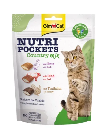 ДжимКет Нутрі Покетс для котів  Вітамінні ласощі GimCat Nutri Pockets Кантрі мікс,150 г купити за ціною ₴259.00