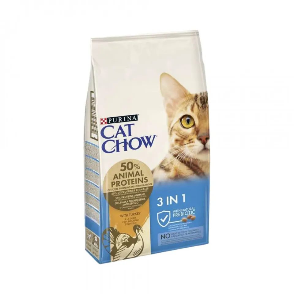 Фото Кет чау сухий корм CAT CHOW Feline 3 в 1 для котів з індичкою, 1,5кг купити за ціною ₴331.90