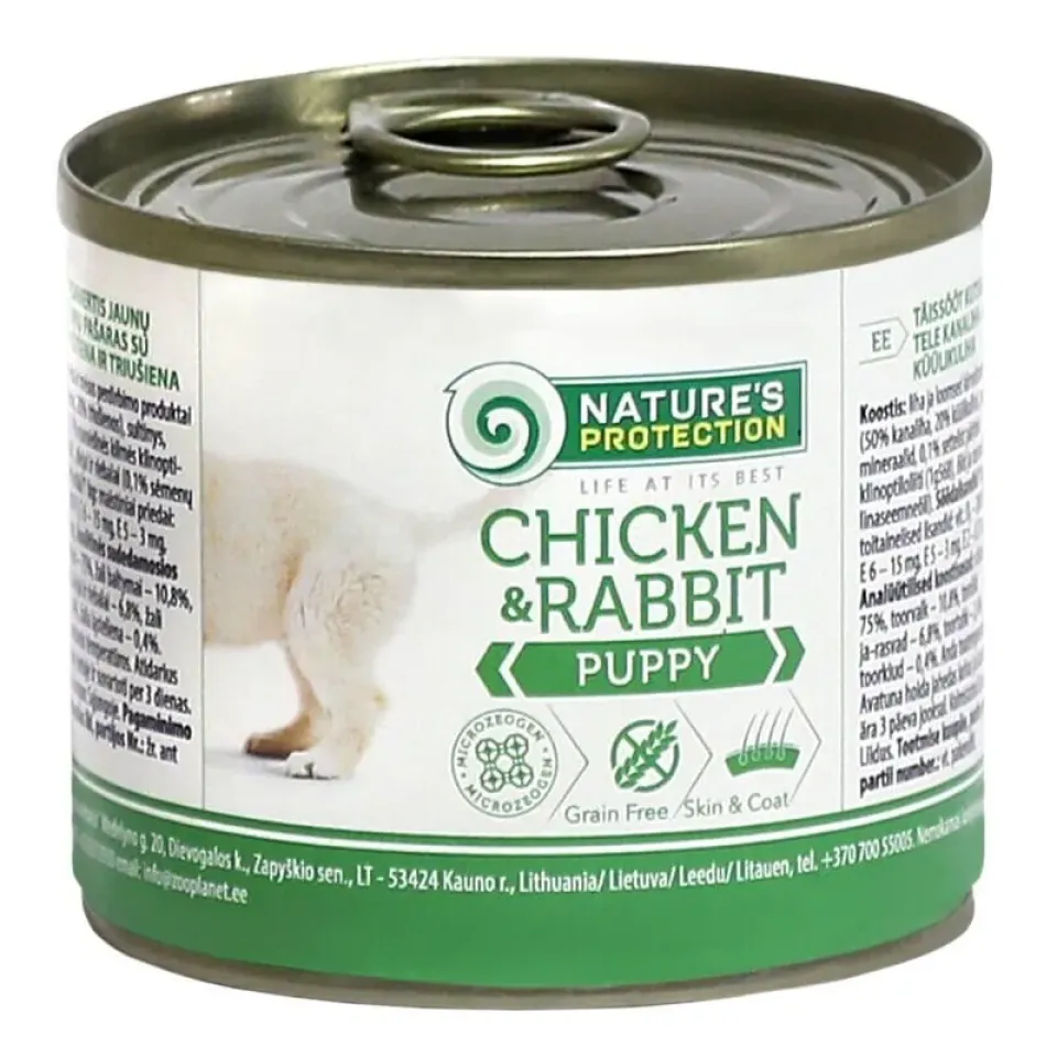 Фото Вологий корм для цуценят всіх порід з курятиною та кролятиною Nature's Protection Puppy chicken & rabbit купити за ціною ₴147.00