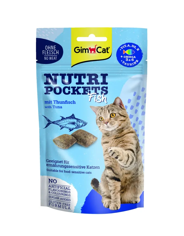 Фото Ласощі ДжимКет Нутрі Покетс GimCat Nutri Pockets Fish для котів з тунцем, 60г купити за ціною ₴139.00