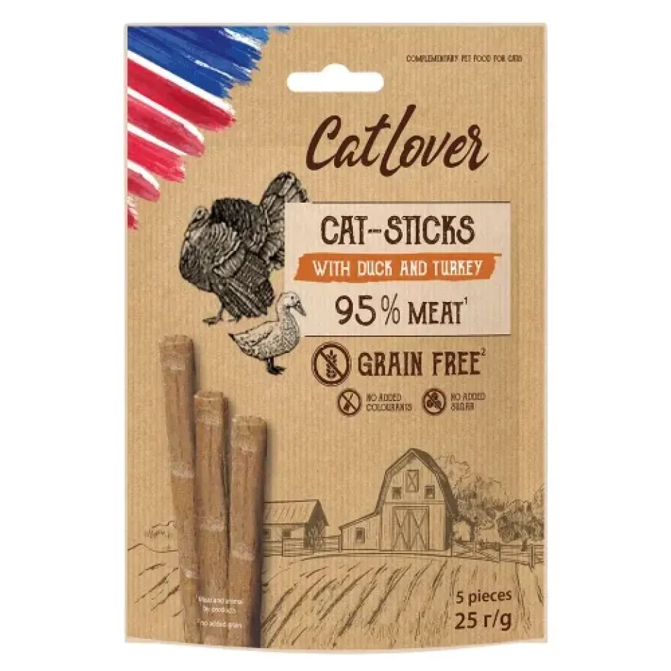 Фото Ласощі КетЛовер CatLover Sticks палички для котів з качкою та індичкою, 5 шт. по 5 г купити за ціною ₴64.00