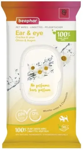 Вологі серветки для тварин Beaphar Pet Wipes для вух та очей 30 шт купити за ціною ₴262.00