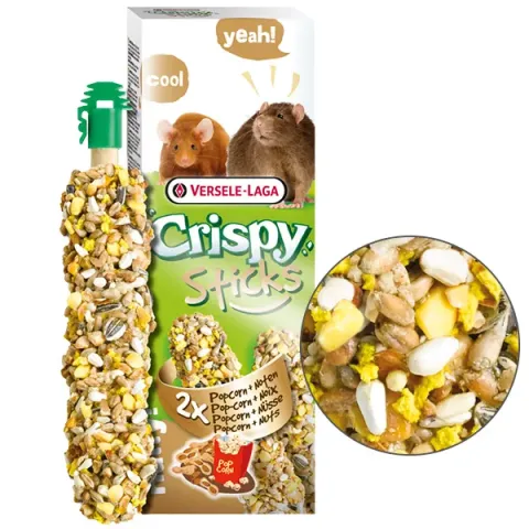 Versele-Laga Crispy Sticks Popcorn&Nuts ВЕРСЕЛЕ-ЛАГА КРІСПІ ПОПКОРН З ГОРІХАМИ ласощі для щурів, мишей 2 шт. купити за ціною ₴197.00
