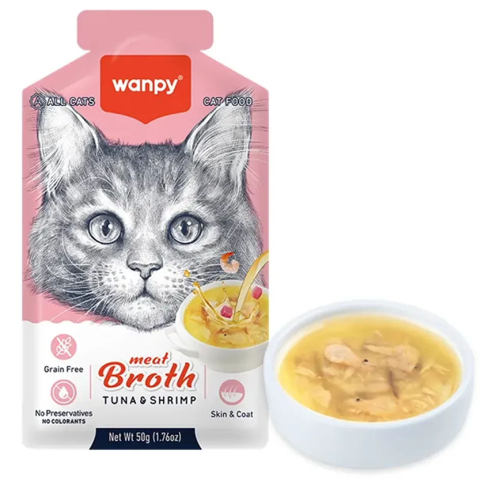 Фото Wanpy СУП З ТУНЦЕМ І КРЕВЕТКОЮ (Meat Broths Tuna&Shrimp) вологий корм для котів, 50г купити за ціною ₴41.00