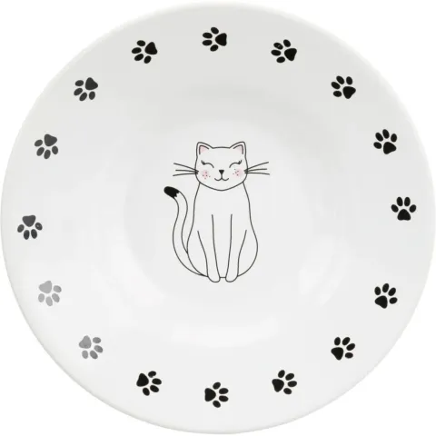Миска тріксі Trixie керамічна пласка з принтом 0,2 л 15 см біла Арт24651 купити за ціною ₴269.00