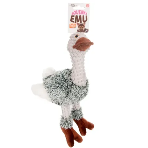 М’яка іграшка з пищалкою для собак Flamingo Emu Plush Фламінго Страус Ему 30см, Сірий купити за ціною ₴598.00