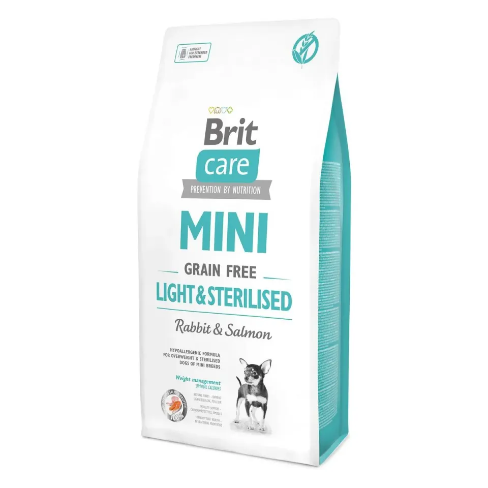 Фото Бріт Кеа для собак Корм Brit Care GF Mini Light and Sterilised з лососем та кроликом купити за ціною ₴3899.00