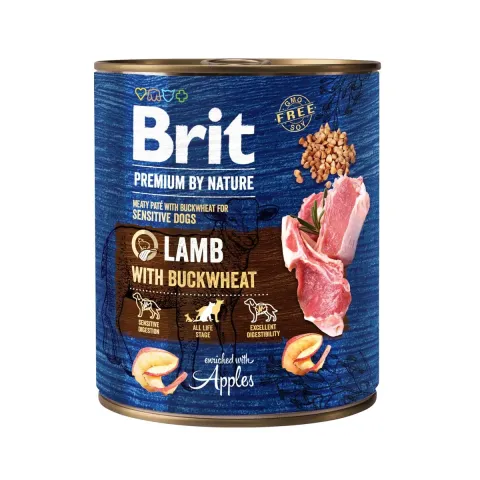 Бріт преміум корм вологий для собак Brit Premium by Nature з ягнятиною та гречкою купити за ціною ₴289.00