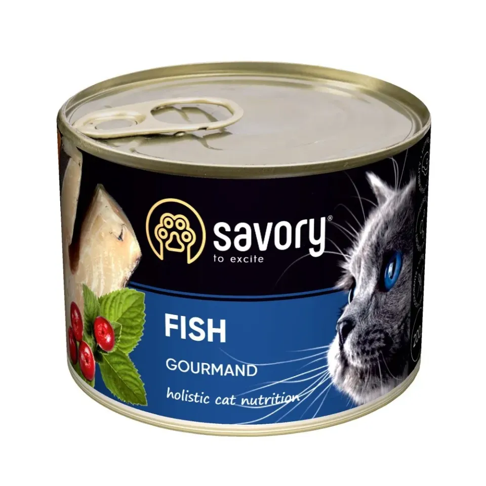 Фото Вологий корм Сейворі Savory Cat Adult Fish з рибою 200 г купити за ціною ₴121.00