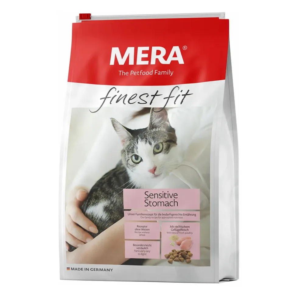 Фото Мера MERA finest fit Sensitive Stomach корм для чутливих котів, із свіжим м'ясом птиці і ромашкою, 10кг купити за ціною ₴3598.20