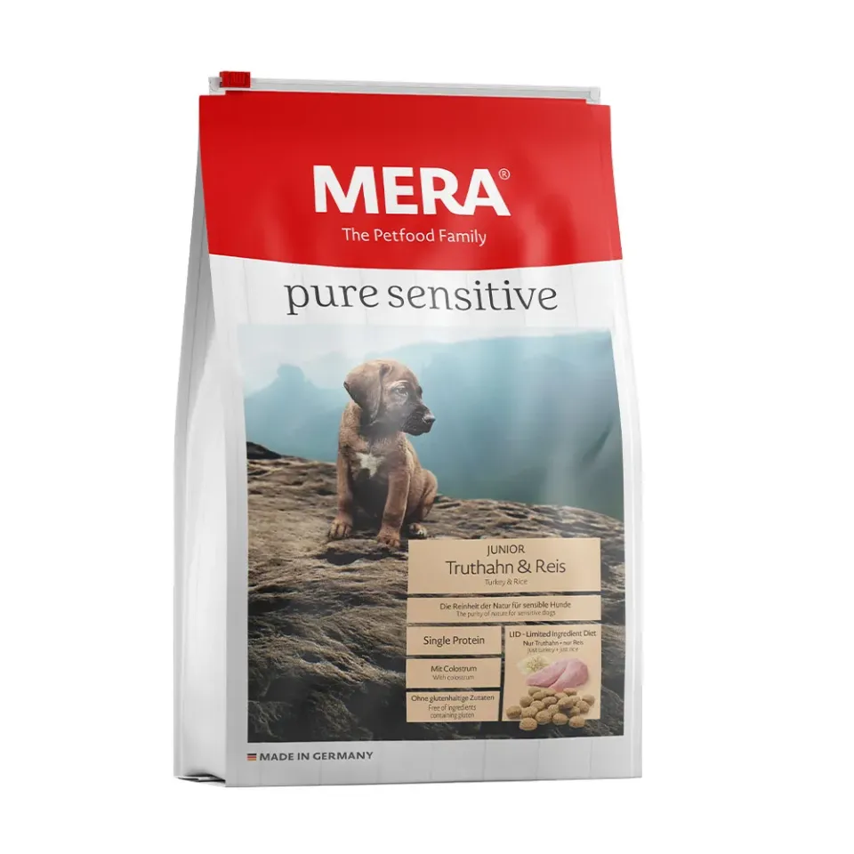 Фото Сухий корм Мера для юніорів MERA pure sensitive Junior Truthahn & Reis з індичкою та рисом купити за ціною ₴456.48