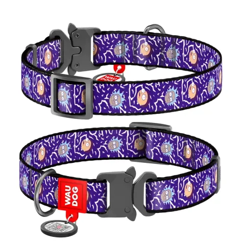 Нашийник для собак нейлоновий WAUDOG Nylon з QR паспортом, малюнок "Рік та Морті 2", металева пряжка-фастекс, M, Ш 20 мм, Д 28-40 см купити за ціною ₴247.50