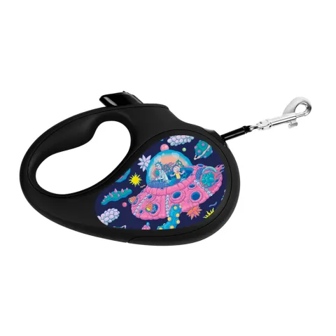 Повідець-рулетка для собак WAUDOG R-leash, малюнок "Рік та Морті 1", L, до 50 кг, 5 м, світловідбиваюча стрічка чорний купити за ціною ₴1048.90