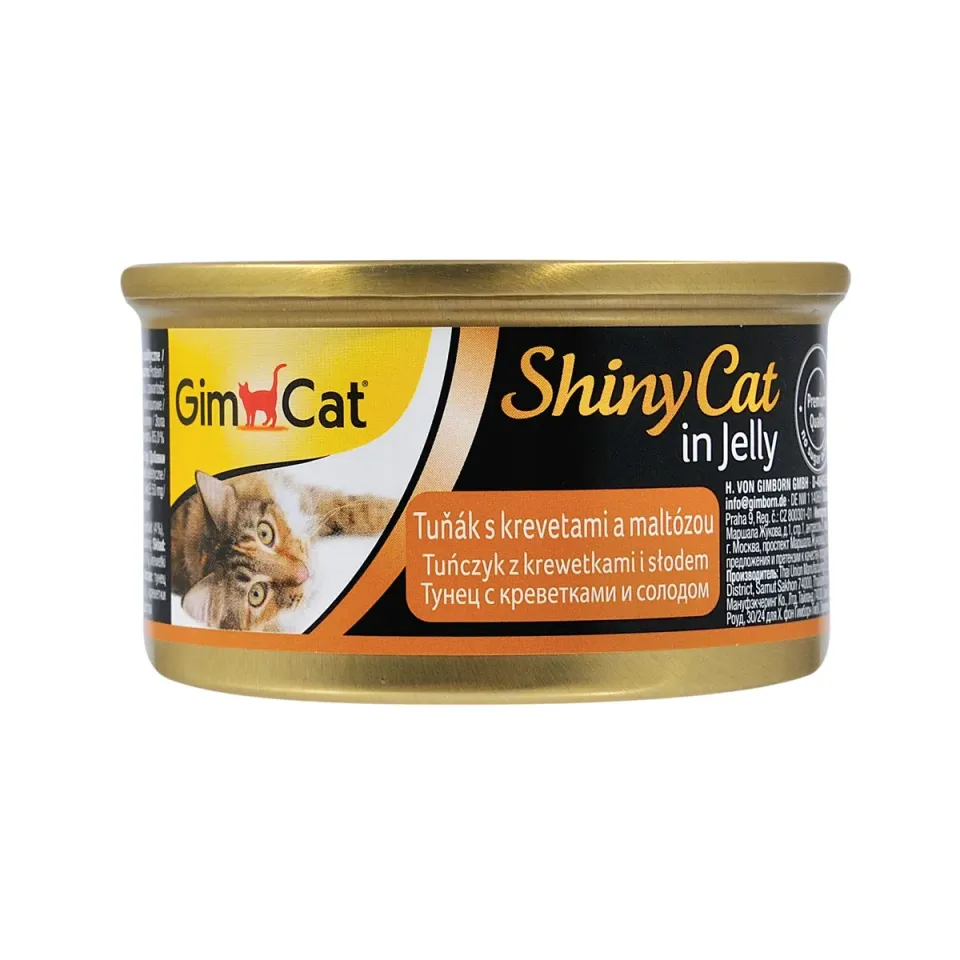 Фото ДжимКет Шайні Кет для котів вологий Корм GimCat Shiny Cat з тунцем, креветкою та мальтом купити за ціною ₴99.00