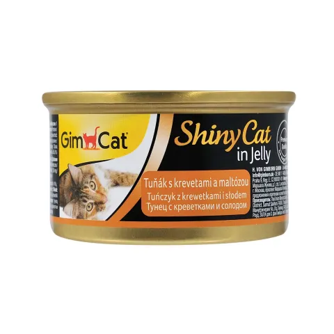 ДжимКет Шайні Кет для котів вологий Корм GimCat Shiny Cat з тунцем, креветкою та мальтом купити за ціною ₴99.00