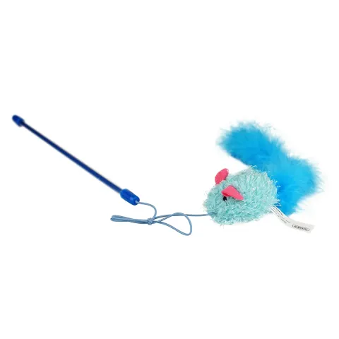 Іграшка для Котів Barksi Feather Mouse Мишка на вудочці 30 см - купити за ціною ₴236.00