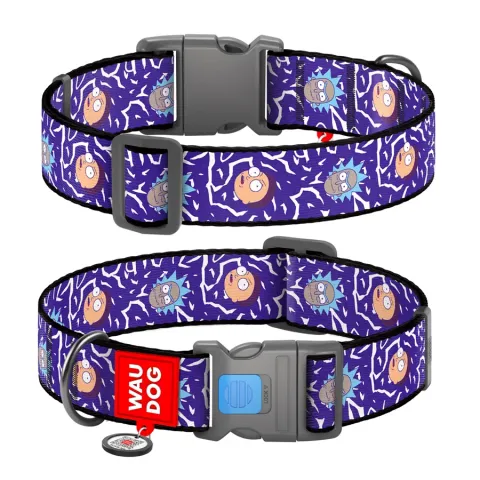 Нашийник для собак нейлоновий WAUDOG Nylon з QR паспортом, малюнок "Рік та Морті 2", пластиковий фастекс, XXL, Ш 35 мм, Дов 46-70 см купити за ціною ₴292.00