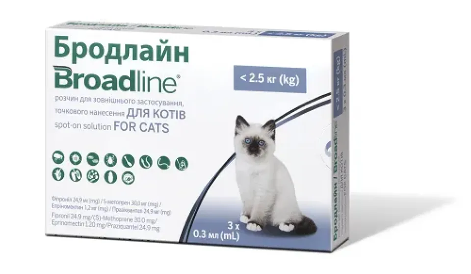 Фото Краплі Boehringer Ingelheim Broadline проти паразитів для котів до 2,5 кг, 1 аплікатор купити за ціною ₴332.00