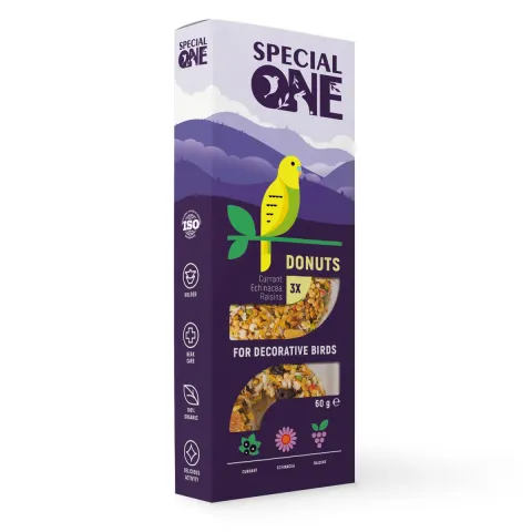 Пончики SPECIAL ONE «Смородина, ехінацея, виноград» для декоративних птахів 60г купити за ціною ₴111.00