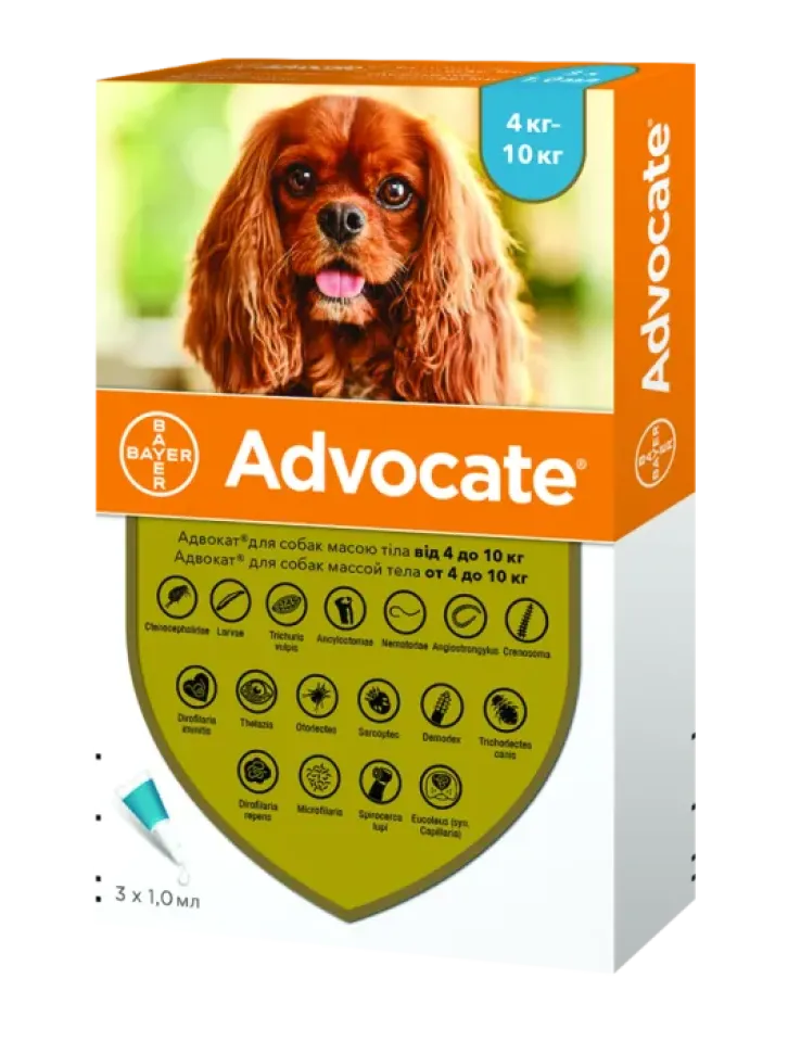 Фото Краплі Bayer Advocate для собак 4-10 кг, 1 піпетка купити за ціною ₴545.00