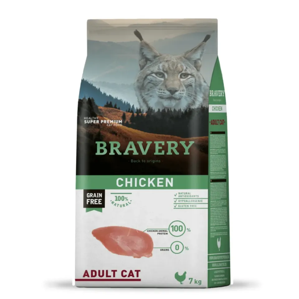 Фото Сухий корм для дорослих котів Брейвері BRAVERY Chicken Adult Cat з куркою купити за ціною ₴3595.40