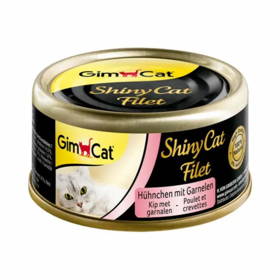 Фото ДжимКет Шайні Кет для котів вологий Корм GimCat Shiny Cat з куркою та креветкою купити за ціною ₴99.00