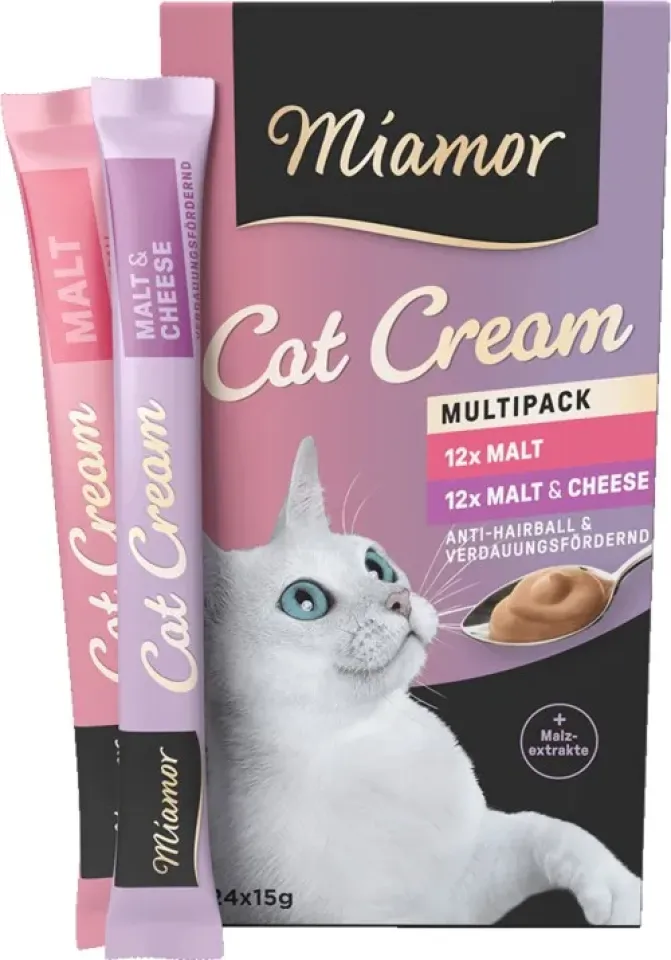 Фото Кремові ласощі для котів Міамор Miamor MIX MALT Cat Cream для виведення шерсті з солодовими екстрактами, 1 стік купити за ціною ₴30.00