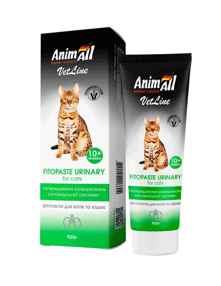 Фото AnimAll VetLine fitopaste urinary АнімАлл ВетЛайн Фітопаста Урінарі для котів, 100 мл купити за ціною ₴287.00