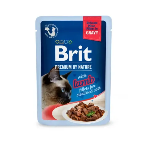 Вологий корм Brit Premium Delicate Fillets in Gravy Lamb for Sterilised для стерилізованих котів з ягням, 85 г купити за ціною ₴42.00