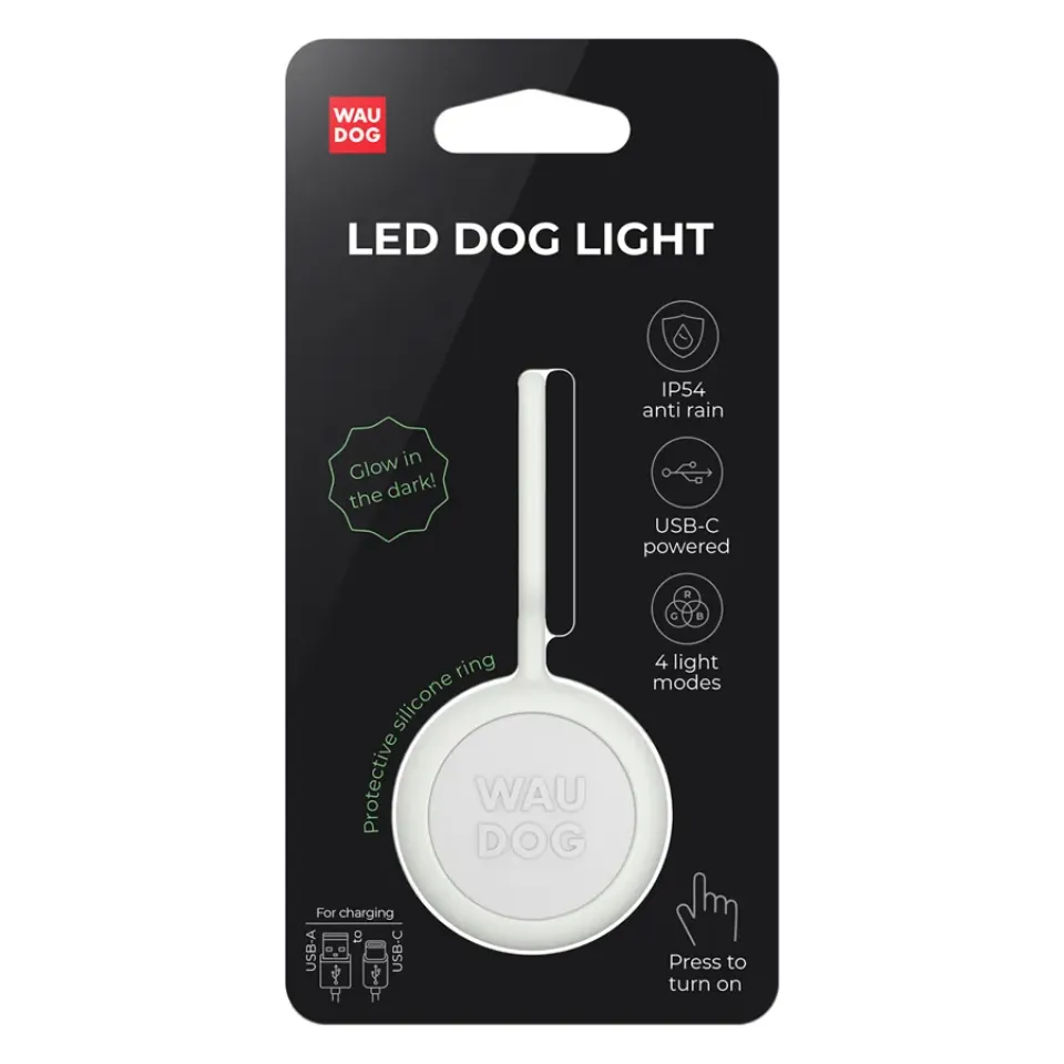 Фото Ліхтарик для собак і котів WAUDOG LED, у силіконовому чохлі, що світиться, USB, Д 37 мм купити за ціною ₴301.00