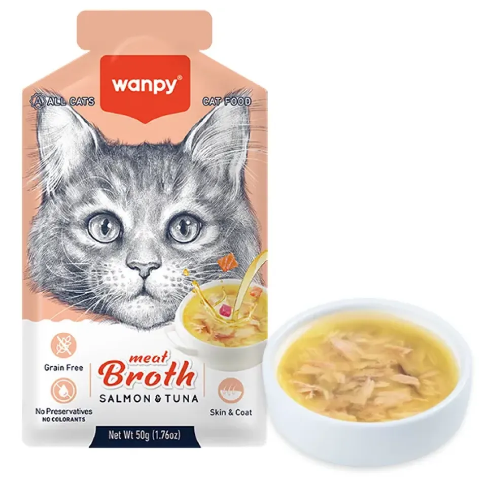 Фото Wanpy СУП З ЛОСОСЕМ І ТУНЦЕМ (Meat Broths Salmon&Tuna) вологий корм для котів, 50г купити за ціною ₴41.00