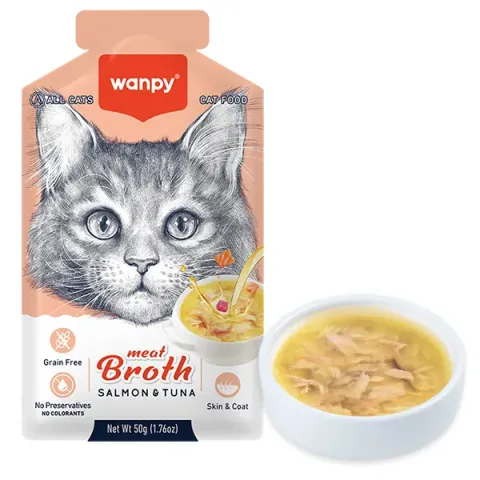 Wanpy СУП З ЛОСОСЕМ І ТУНЦЕМ (Meat Broths Salmon&Tuna) вологий корм для котів, 50г купити за ціною ₴38.00