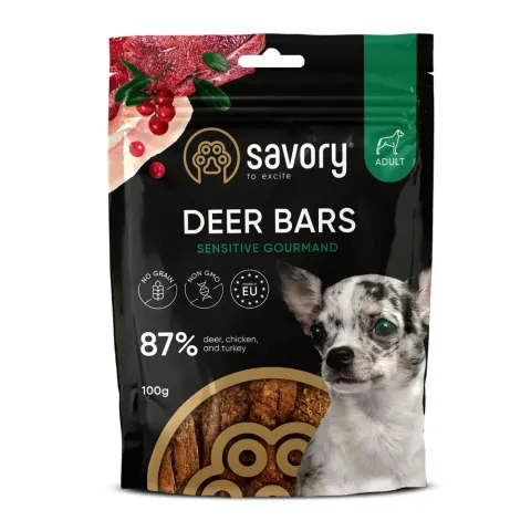 Джерки Savory Bars With Venison, батончики з олениною, 100 г купити за ціною ₴240.00