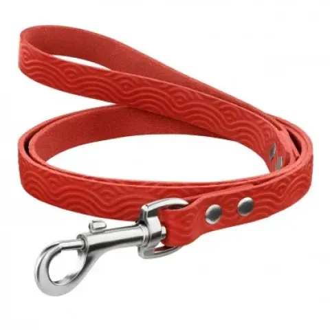 Повідець для Собак Шкіряний BronzeDog Classic з тисненням Червоний  XS(481103/Т) купити за ціною ₴287.00