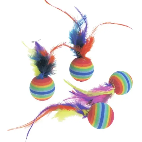 Flamingo Rainbow Ball ФЛАМІНГО РАЙДУЖНИЙ М’ЯЧ з пір’ям, іграшка для котів, 1шт купити за ціною ₴136.00