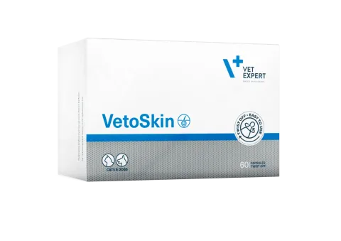 Vet Expert VetoSkin Нутрицевтична добавка для підтримання здоров'я шкіри та якості шерсті у котів і собак, 60 капсул купити за ціною ₴969.00