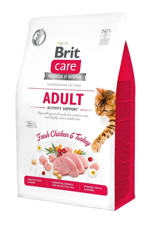 Фото Бріт Кеа Сухий корм для котів Brit Care Cat GF Adult Activity Support, 0,4 кг (курка і індичка) купити за ціною ₴289.00