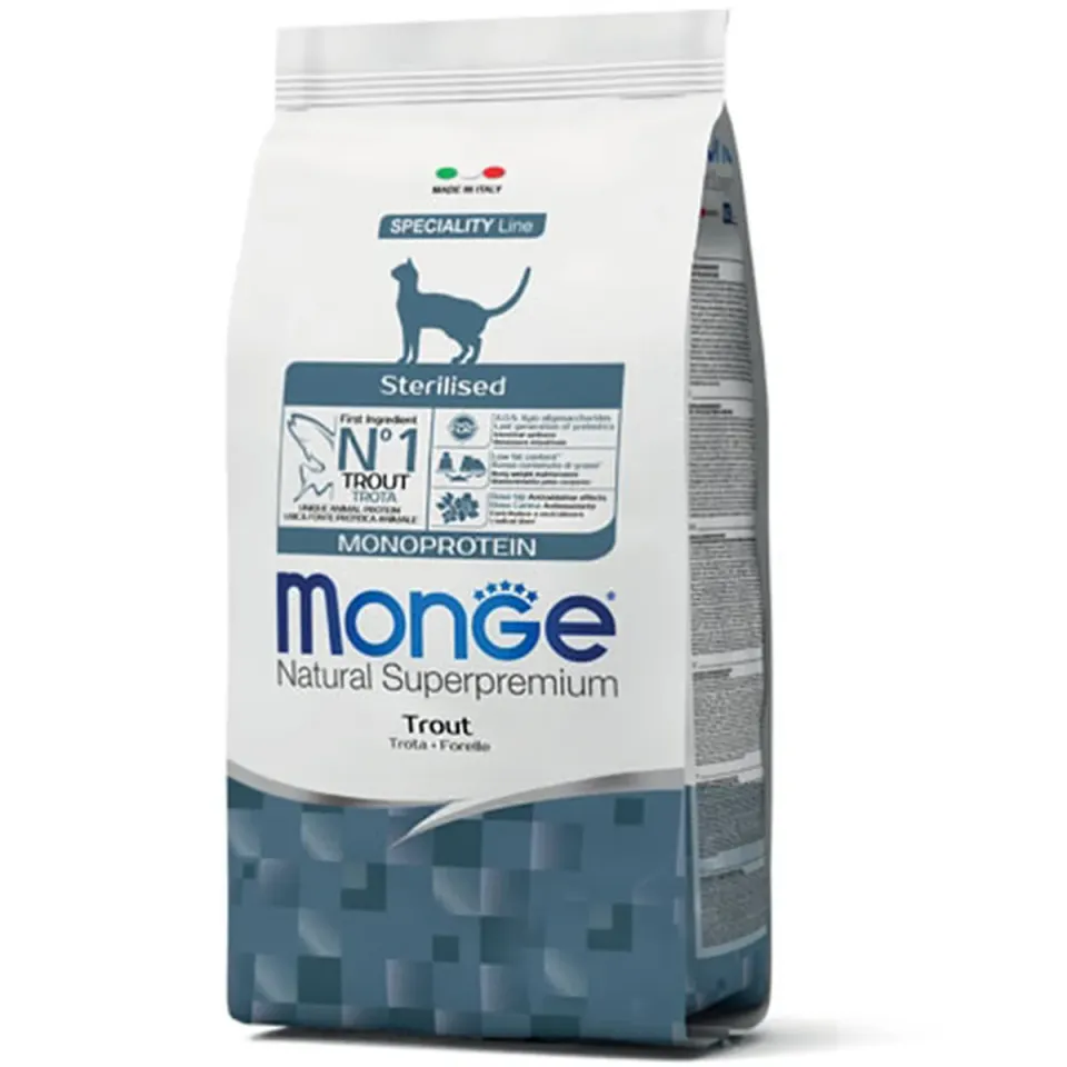 Фото Корм сухий для котів Монж Monge Cat Monoprotein Sterilised з фореллю купити за ціною ₴830.00
