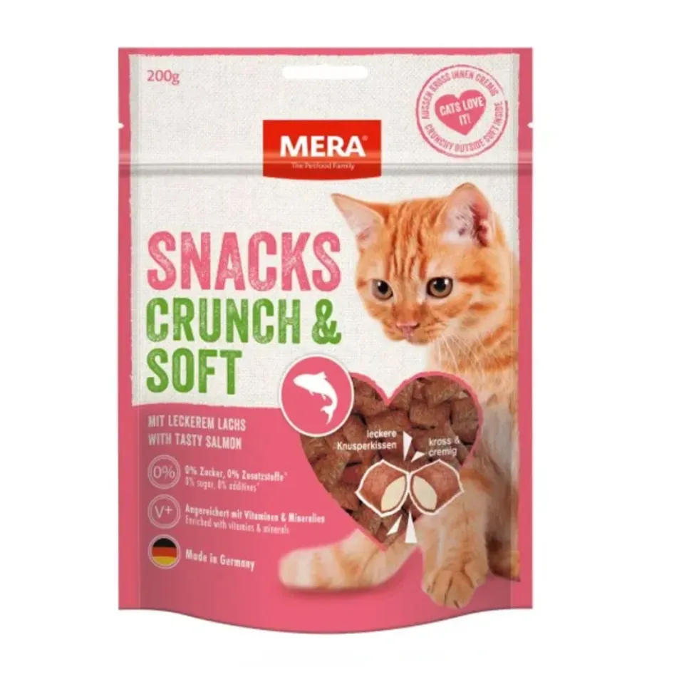 Фото Мера снек MERA SNACKS Crunch & Soft Lachs Ласощі для котів із лососем,  200 гр купити за ціною ₴208.10