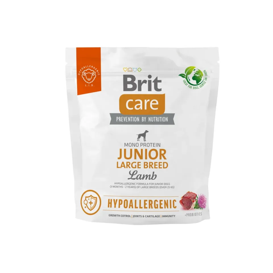 Фото Бріт Кеа для собак Корм Brit Care Dog Hypoallergenic Junior Large Breed з ягням купити за ціною ₴439.00