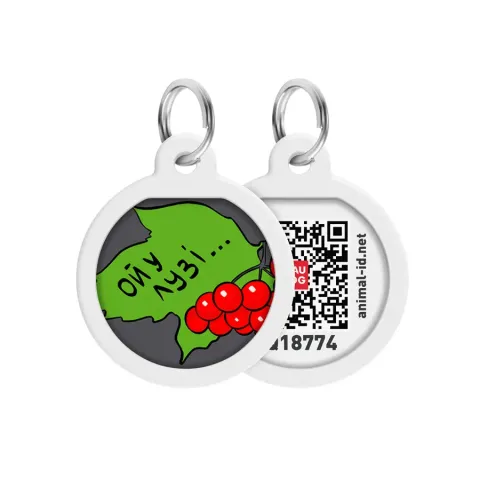Адресник для собак і котів металевий WAUDOG Smart ID з QR паспортом, малюнок "Калина", коло, Д 25 мм купити за ціною ₴140.00