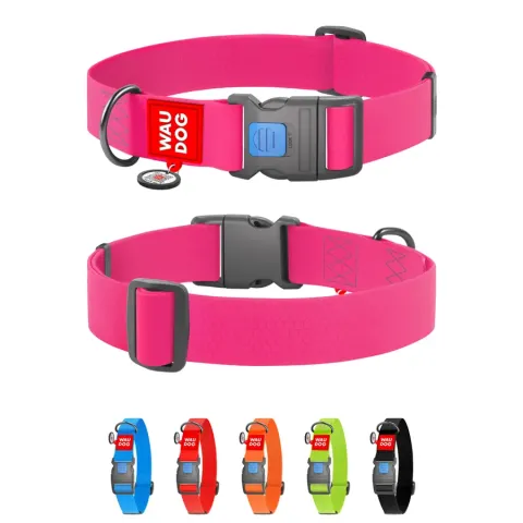 Нашийник для собак водостійкий WAUDOG Waterproof з QR паспортом, пластиковий фастекс, XXL, Ш 40 мм, Дов 46-70 см, рожевий купити за ціною ₴452.00