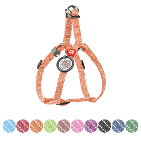 Шлея для котів та дрібних порід собак з відновленої бавовни WAUDOG Re-cotton з QR паспортом, світловідбиваюча, пластиковий фастекс, XS, Ш 10 мм, В=C 28-40 см помаранчевий купити за ціною ₴196.00